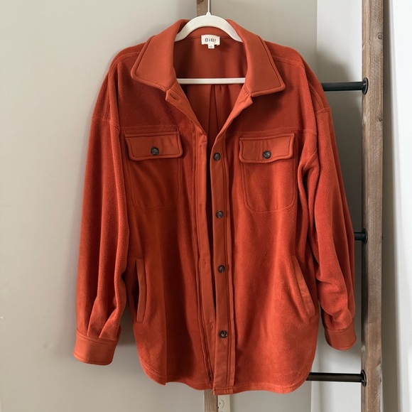 BiBi Rust Fleece Shacket Button Front Jacket - Size L - Picture 4 of 9